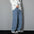 2024 New Men's Fashion Jeans Korean Style Solid Color Loose Straight Wide Leg Casual Denim Long Pants Classic Style Male