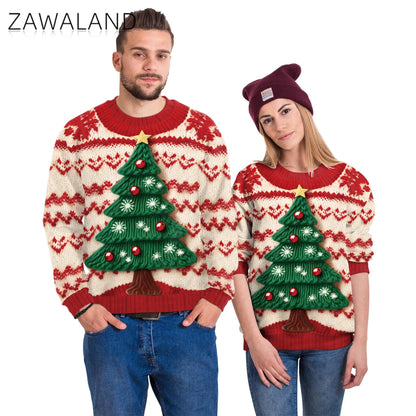 ZAWALAND Funny Sweatshirt Christmas tree Muscle Printed Men Hoodie Xmas Cosplay Costumes Novelty Pullover Couple Hoodies