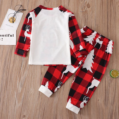 Family Matching Suit Christmas Costume Pajamas 2023 Christmas Elk Stitching Adult Children's Suit Baby Jumpsuit Family Pajamas