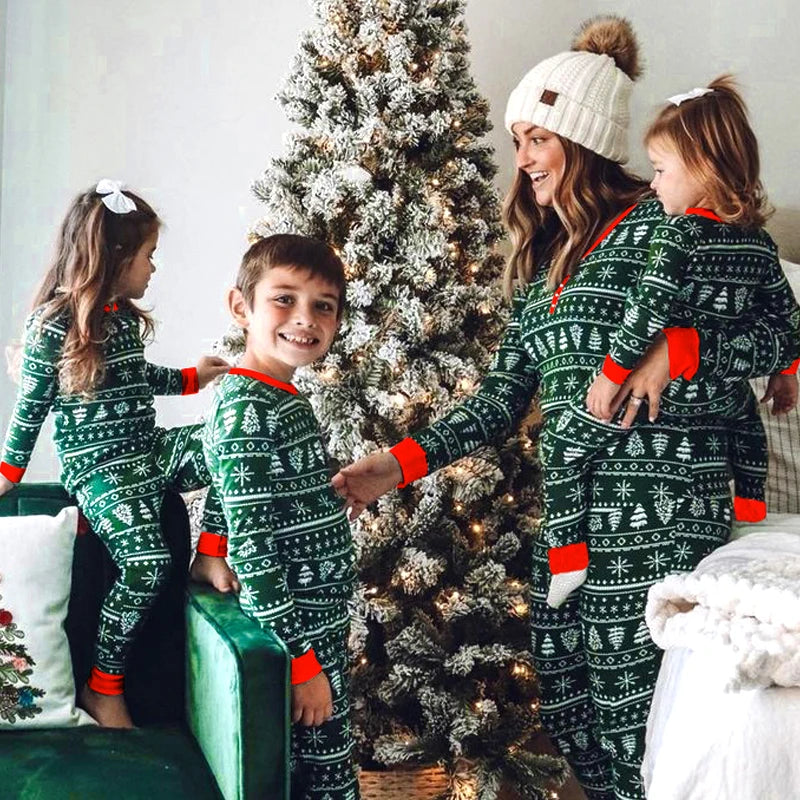 2024 Christmas Family Matching Pajamas Set Mother Father Kids Clothes Family Look Outfit Baby Girl Rompers Sleepwear Pyjamas