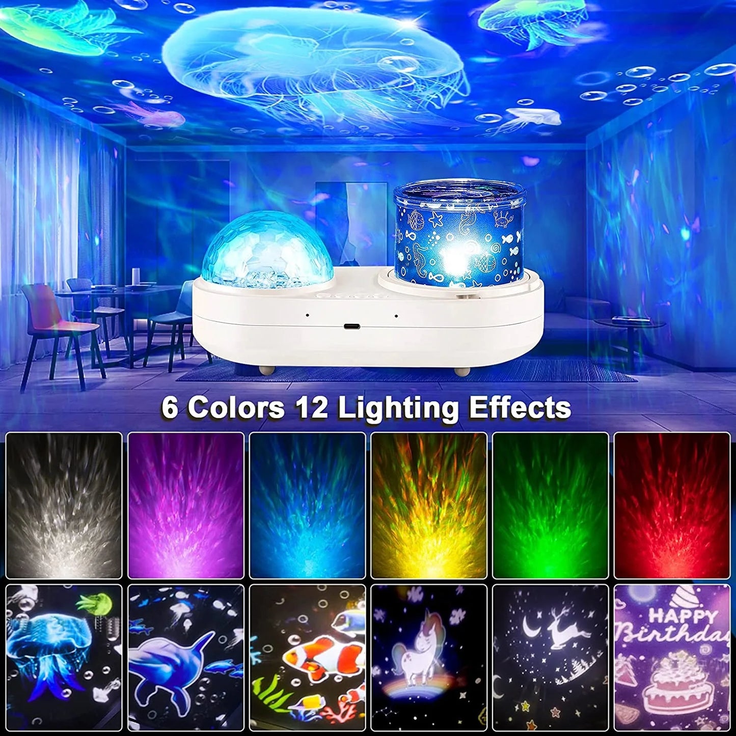 Ocean Light Projector for Bedroom Led Star Galaxy Sky Wave Color Rotating Underwater Wall Projection 3D Lamp Stereo Kids Gifts