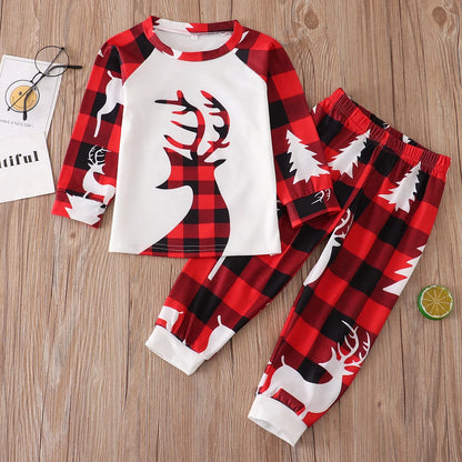 Family Matching Suit Christmas Costume Pajamas 2023 Christmas Elk Stitching Adult Children's Suit Baby Jumpsuit Family Pajamas