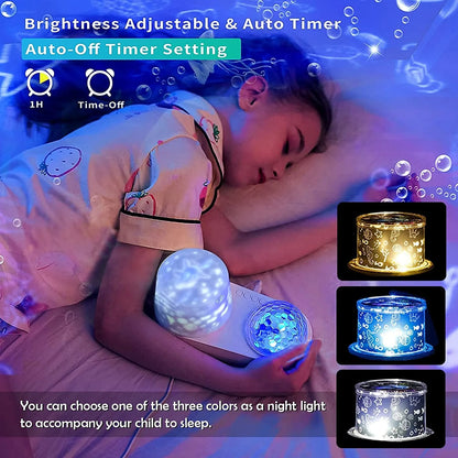 Ocean Light Projector for Bedroom Led Star Galaxy Sky Wave Color Rotating Underwater Wall Projection 3D Lamp Stereo Kids Gifts